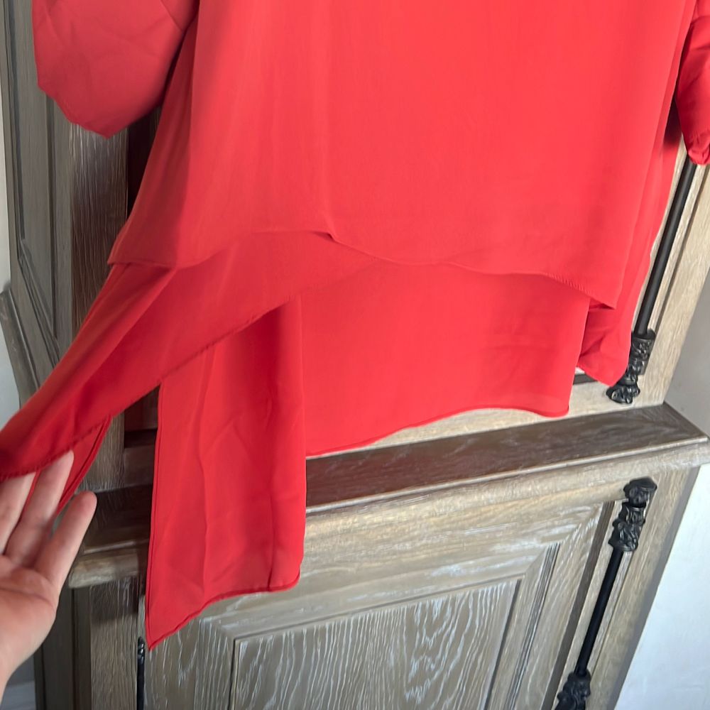 Catherine Malandrino Rustic Tab-Sleeve Crepe Overlay Hi-Low Tunic size 3X NWT - Picture 11 of 12